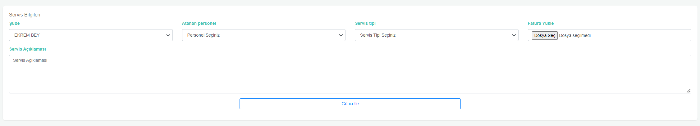 Servis Bilgileri