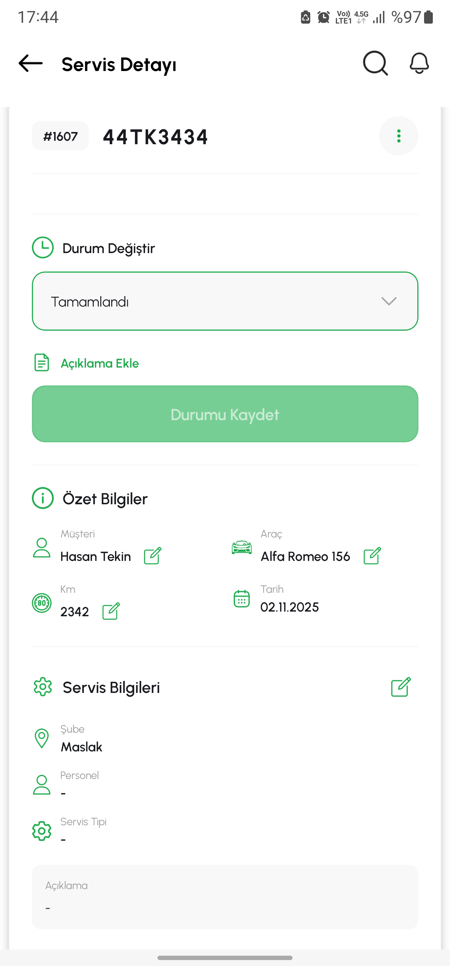 Mobil - Servis Detay
